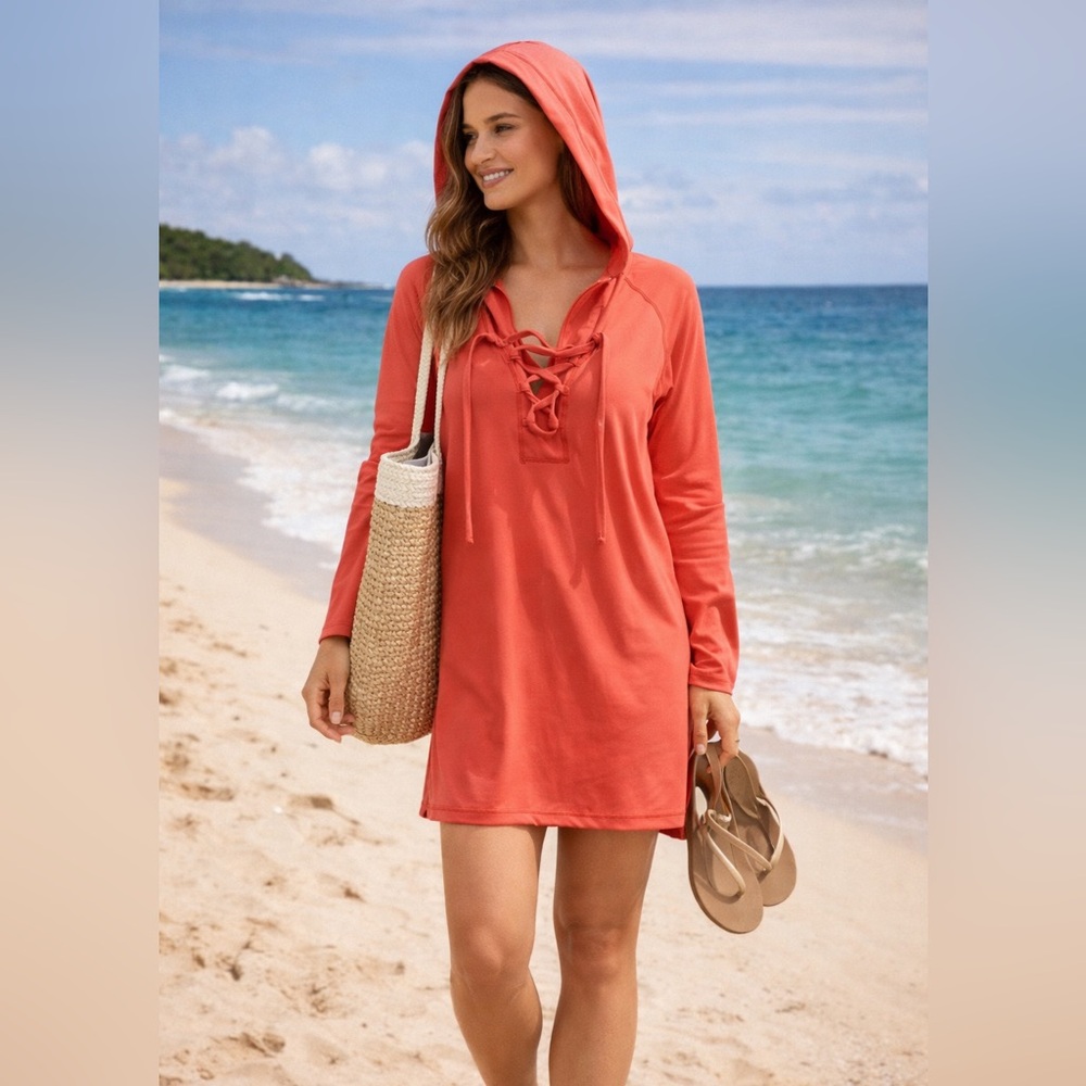 UV SKINZ Hooded Cover Up Women’s Size Medium UPF 50+ Long Sleeve Shirt New